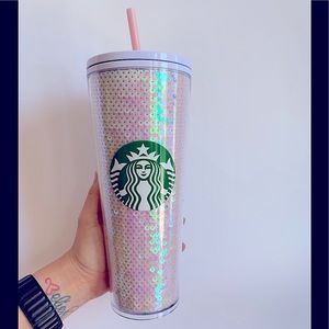 Starbucks Iridescent white Sequin Tumbler